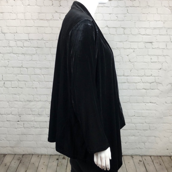 3XCalvin Klein Black Velour Open Front Cardigan - Picture 3 of 4